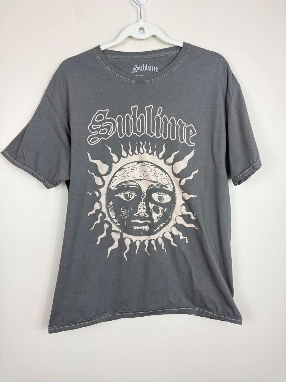 Sublime Sun Face Graphic Tee Mens Large Charcoal Gray Cotton Music Punk Rock